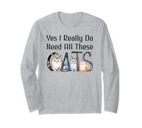 Yes I Really Do Need All These Cats Funny Cat Lovers Cat Mom Maglia a Manica
