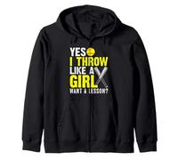 Yes I Throw Like A Girl Want A Softball Lesson Girl Felpa con Cappuccio