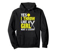 Yes I Throw Like A Girl Want A Softball Lesson Girl Felpa con Cappuccio