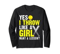 Yes I Throw Like A Girl Want A Softball Lesson Girl Maglia a Manica