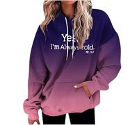 Yes I'M Always Cold Felpe con cappuccio Estetica da donna Comfort Trendy Lace Up Pullover Outfits Workou con disegni sfumati Sport Felpa con cappuccio con coulisse morbida con cappuccio Carino autunno