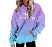 Yes I'M Always Cold Gradient Felpe con cappuccio da donna Trendy Lace Up Anime Pullover Maglioni Moda Sport con cappuccio Pullover con coulisse Felpe con cappuccio Workou Grafica Autunno Loose Fit
