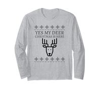 Yes My Deer Christmas Is Here (Divertente Grafica di Natale) Maglia a Manica