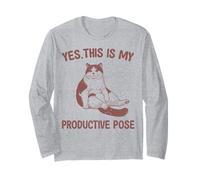 Yes This Is My Productive Pose Cat Lover Maglia a Manica