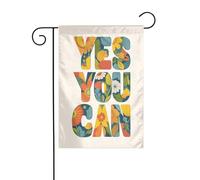 Yes You Can - Bandiera da giardino con motivi floreali, 30 x 45 cm, verticale, double face, decorazione per casa colonica