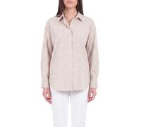 Yes Zee camicia a righe donna con cuoricini bianco beige