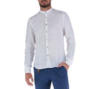 Yes Zee camicia alla coreana in lino manica lunga bianco L