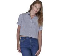 Yes Zee Camicia Donna Crop Rigata Ricamata Art. 01C223