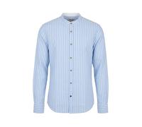 Yes Zee camicia uomo a righe misto lino celeste