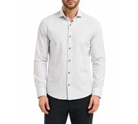 Yes Zee camicia uomo misto lino fantasia gessata bianco grigio