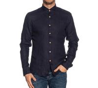 YES-ZEE Camicie Uomo C505-UP00 Lino Blu - Large