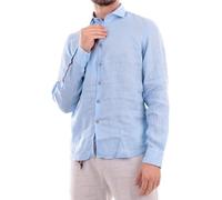 YES-ZEE Camicie Uomo C505-UP00 Lino Blu - Medium