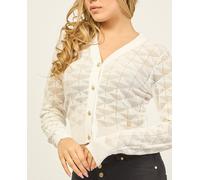 Yes Zee Cardigan Traforato A Rombi Bianco - Taglia L Abbigliamento Donna