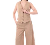 Yes Zee gilet donna misto lino beige
