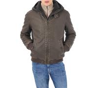 Yes Zee giubbino uomo in ecopelle con cappuccio marrone L