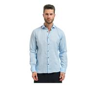 YES ZEE - Linen Shirt - - Shirts - Uomo - Blu - 3XL