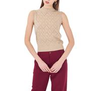 Yes Zee maglia smanicata lurex donna beige L