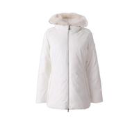 Yes Zee Piumino Invernale da Donna con Cappuccio in Pelliccia, Giacca Imbottita Bianca con Cerniera, Cappotto Caldo Elegante TG.S