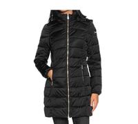 Yes Zee Piumino Lungo Donna Nero con Cappuccio, Trapuntato, Zip Frontale, Tasche con Zip TG-M