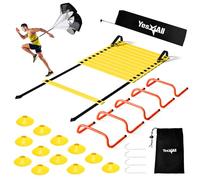 Yes4All Combo Ladder 12 Rung Cone Yellow 12pcs + Steel Stakes 4pcs + 1 Resistance Parachute + 5 Agility Hurdles Orange, Scala di agilità Unisex Adulto, A.Combo Lime, One Size