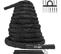 Yes4All Corda da allenamento con custodia protettiva - ancoraggio in acciaio e cinturino incluso: 38 mm / 50 mm di diametro Poly Dacron 9 m, 12 m, 15 m di lunghezza (38 mm - 9 m)