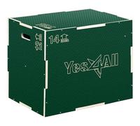 Yes4All Hl1v, Plyo Box 3 in 1 Antiscivolo, in Legno, Verde, 16 x 14 x 12 Unisex, 6 Rings
