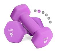 Yes4All N3JA - Set di 2 manubri esagonali in Neoprene, per Allenamento della Forza, Yoga, pilate, per Donne, Uomini, 1,5 kg, Set da 2 Pezzi, Colore: Lilla
