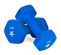 Yes4All Neoprene Dumbell Pair 2 kg Mano Weight Strength Training for Home Gym Fitness - 2 kg Blu