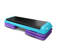 Yes4All Piattaforma aerobica regolabile NXP1 con 4 alzate - Piattaforma per esercizi pedali/Stepper aerobico (verde acqua/viola)