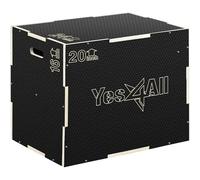 Yes4All Plyo Box antiscivolo in legno, 61 cm, 50,8 cm, 40,6 cm, nero