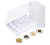 Yesaler Capsule di Monete 30mm Trasparente Rotondo Scatola Portamonete con Guarnizioni in Schiuma Eva 100 Pezzi