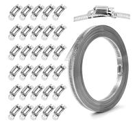 Yesaler Fascetta Stringitubo Senza Fine in Acciaio Inox 304 Cinghia Fascetta Stringitubo 12m con Fissaggio 30 Pezzi Fascetta Regolabile per Tubi