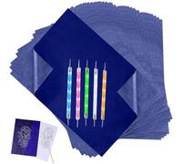 Yesallwas - 100 fogli di carta per trasferimento in carbonio, colore blu con set di pennini per goffratura, idea per legno, carta/tela e altre superfici artistiche (formato A4/20,3 x 23,5 cm) (blu)