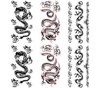Yesallwas Tatuaggio temporaneo drago per uomini, ragazzi, ragazzi (8 fogli), impermeabile a lunga durata, tatuaggi finti per braccia, tatuaggi motociclistici, 9 x 19 cm (lunghezza x larghezza)