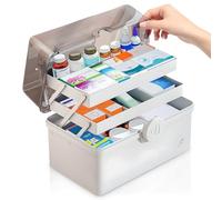 Yesay Grande scatola per medicinali a casa con maniglia, contenitore multifunzione e custodia per il primo soccorso per una conservazione sicura (34 x 21,5 x 19 cm)