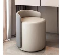 Yesbon Pouf poggiapiedi Tondo, Sedia Vanity per Sala Trucco Poltrona da Salotto e Camera da Letto Poltroncina per Salotto con Seduta Morbida Imbottita 37 * 55 * 44cm,Gray+White