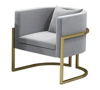 Yesbon Sedia Poltroncina da Sala Pranzo Sedie Moderne da Cucina Sedia di Velluto per Vanità con Gambe in Metallo Dorato per La Cucina, Sala da Pranzo, Soggiorno,Grigio