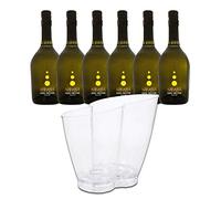 YesEatIs - Spumantiera per 2 Bottiglie con 6 Bottiglie CUVE' Prestige Extra Dry - Modello Infinito - Acrilico Trasparente