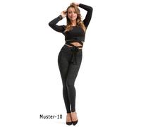Yeset Leggings Donna Caviglia Alta Vita Media Grigio Stretch Cotone Jersey