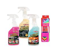 YESHI Ma-fra Kit Trattamento Auto Interno ed Esterno : Last Touch - Fast Cleaner - Trattamento 3in1 Plastiche - 7 Panni Microfibra 30x35 cm