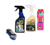 YESHI Ma-fra Kit Trattamento Auto Interno ed Esterno: Trattamento 3in1 Plastiche- Trattamento Tessuti 3in1, 7 Panni Microfibra 30x35 cm - Spazzola Sedili e Moquette