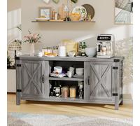 YESHOMY Buffet & Credenza da 147,3 cm, con ripiani e ante regolabili, bar in legno per soggiorno, ingresso, grigio lavato