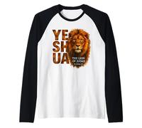 Yeshua Il Leone di Giuda Cristo Cristiano Messianico Culto Maglia con Maniche Raglan