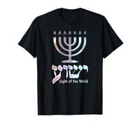 Yeshua Luce del Mondo Menorah ebraica Maglietta