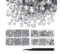 Yesimola 6500 Strass Termoadesivi per Tessuti con Matita di Cera, Temperino, Pinzette, Brillantini, AB Strass Hotfix per il fai da te per Unghie, Viso, Bicchieri (Transparent)