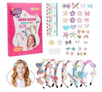 Yesimola Kit di fabbricazione di fasce per ragazze 55 pezzi, accessori per capelli fai da te, kit creativo per bambini farfalla regalo per 4 5 6 7 8 9 10 11 anni fai da te per il tempo libero creativo