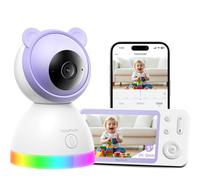 YESIMOM 2K Baby Monitor Video e Audio, Telecamera Bambini Supporto Controllo Tramite Cellulare APP & 5" Monitor, Videocamera Neonato con Luce Notturna, 360° PTZ, Allarmi Pianto e Movimento（8TM-1PZ