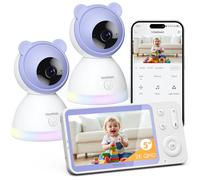 YESIMOM 2K Baby Monitor Video e Audio, Telecamera Bambini Supporto Controllo Tramite Cellulare APP & 5" Monitor, Videocamera Neonato con Luce Notturna, 360° PTZ, Allarmi Pianto e Movimento(8TM-2PZ