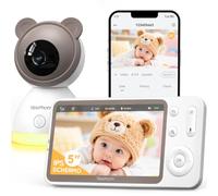 YESIMOM 2K Baby Monitor WiFi con Schermo 5″ e App, 360° Telecamera Bambini | Video e Audio Videocamera Neonata con Monitor 3000mAh, Avvisi Pianto e Movimento, Visione Notturna Senza Disturbi, 2,4GHz