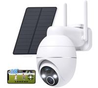 YESKAMOU Telecamera Wi-Fi Esterno, 2K Videocamera Sorveglianza con pannello solare, 360° PTZ Telecamera Wifi Esterno Senza Fili con Batteria, Visione Notturna a Colori, 2.4GHz, Supporta Alexa (3mp)